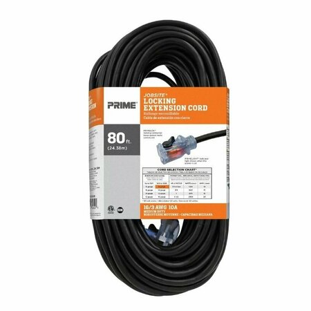 PRIME WIRE & CABLE Jobsite Outdoor Extension Cord with Locking and Lighted Connector, 16 AWG Wire, 3 -Conductor, 125 V ECPL502633